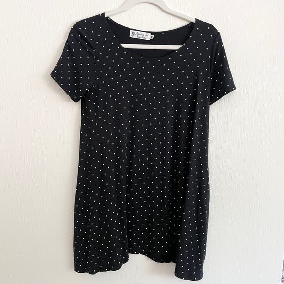 Fighting Eel Dresses & Skirts - Fighting Eel Hawaii Womens Short Sleeve Mini Dress M Black White Polka Dot